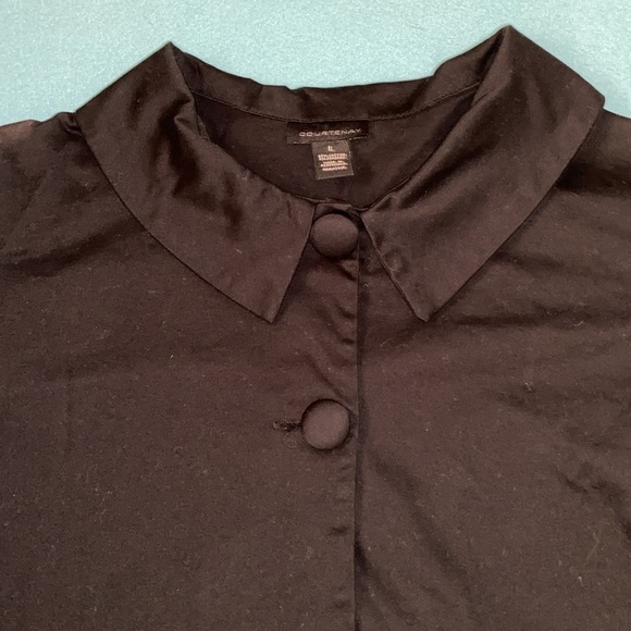 COURTENAY Y2K black jacket blouse Peter Pan collar 2 big buttons vintage size L - Picture 3 of 11
